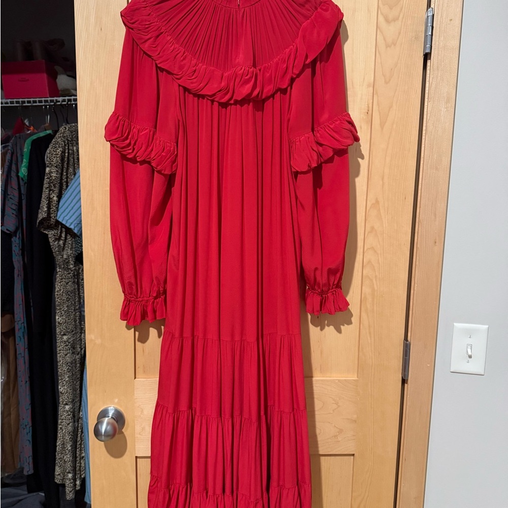 Ulla Johnson Vibrant Red Long Sleeve Dress - Picture 3 of 6